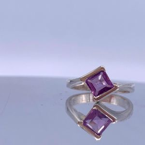 Vintage Sterling Silver Amethyst Bypass Ring - Ass